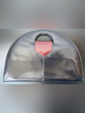 Black Leather Half-Moon handbag 👜 with Brown Accent large